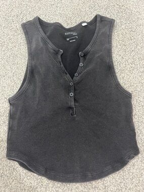 PacSun Black Ribbed Button-Front Tank
